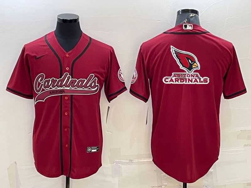 Men%27s Arizona Cardinals Red Team Big Logo With Patch Cool Base Stitched Baseball Jersey->arizona cardinals->NFL Jersey